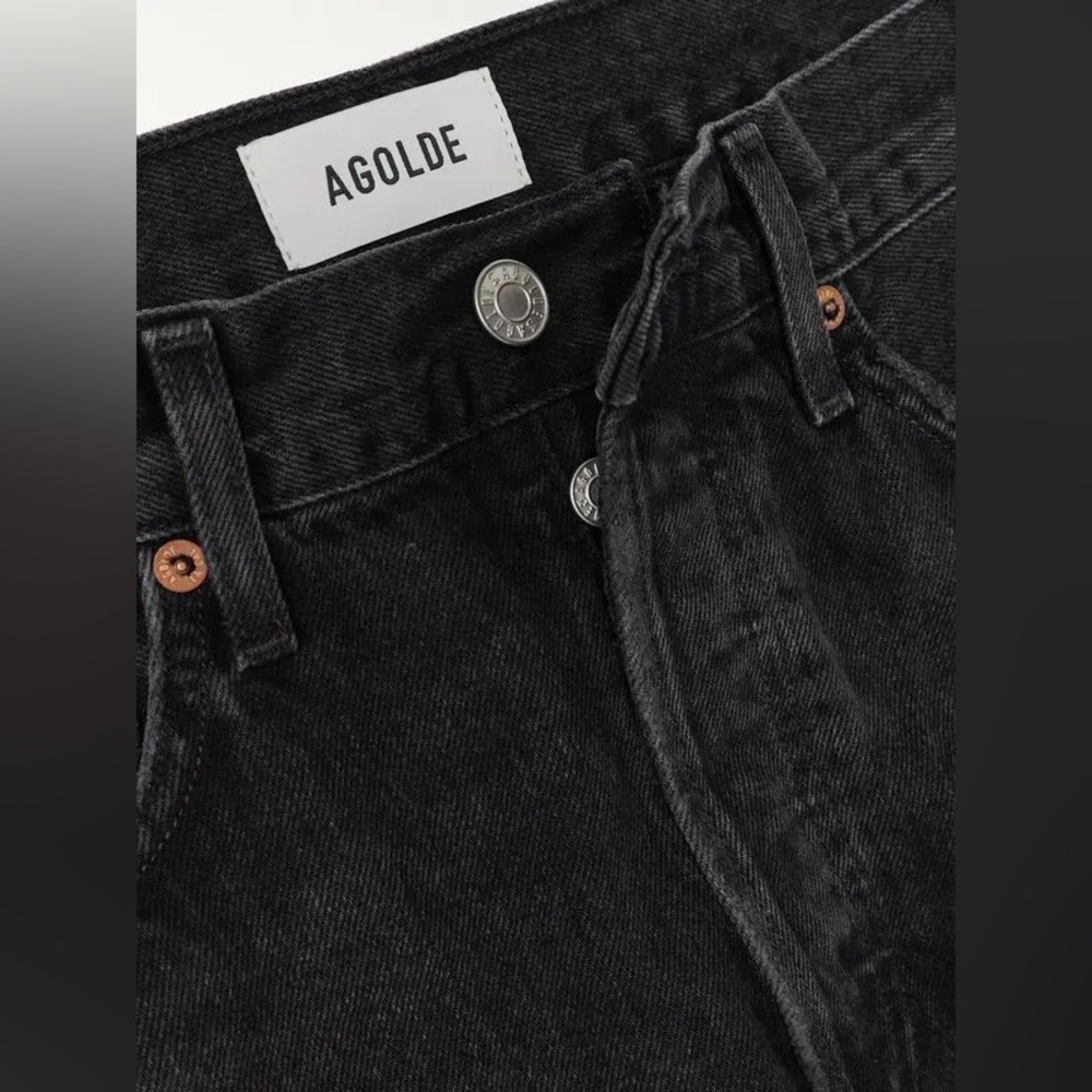 AGOLDE 90’s Mid-Ride Straight Jeans in Black Distressed - Picture 8 of 11